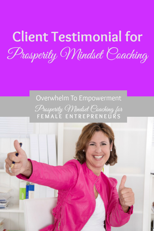 Client Testimonial for EFT Tapping Into Wealth Coaching